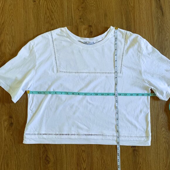 ZARA White Boxy Crop Tee – Size L - Picture 5 of 5
